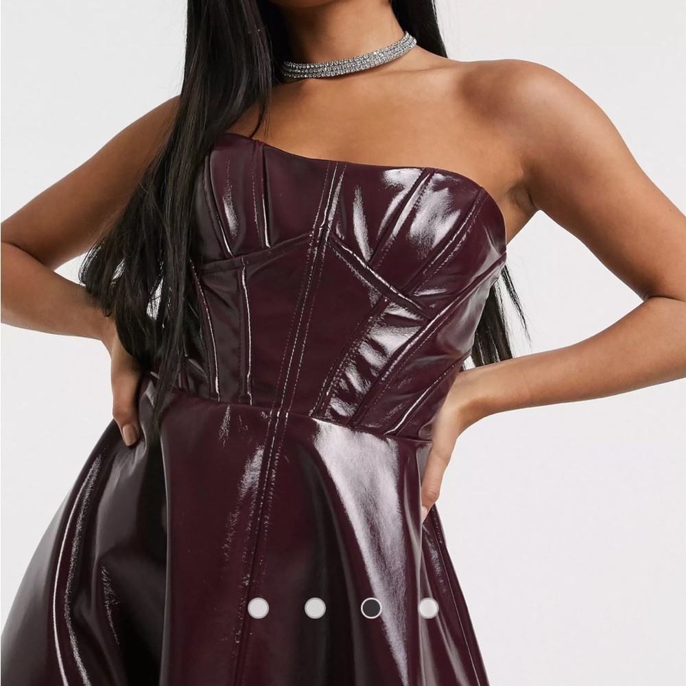 NWT ASOS Premium Vinyl Corseted Bandeau Midi Dress Sz. 10